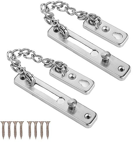 2Pcs Door Lock Slide Chain Extra Stainless Steel Door Chain Door Security Chain Guard Door Chain Lock Latch Heavy Duty Latch Lock for Home Apartment