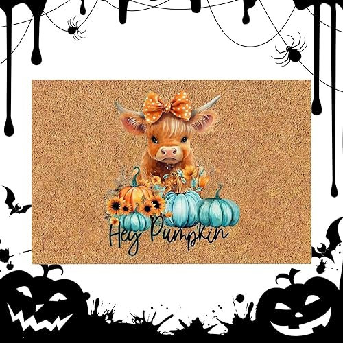 PUCHEN Eingangsteppich für Halloween - Gruseliger dekorativer Kuh-Fledermaus-Fußmatten-Teppich,Bodenkunstzubehör für Schlafzimmer, Spielzimmer, Hauseingang, Badezimmer, Küche, Eingangsbereich