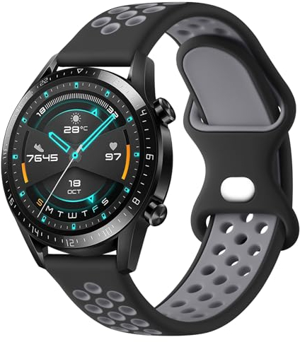 Wanme für Huawei Watch GT 4 46mm / 3 / 2e Silikon Armbänder, Atmungsaktives Wasserdichtes Sport Ersatzarmband für Herren Damen, 22mm