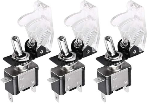 ETOPARS 3 Pezzi Interruttore a Levetta per Auto 12V 20A Interruttore a Bilanciere Camion Bianco Luce Interruttore a Levetta in Metallo ON off 3Pin Toggle Switch Copertina Bianco