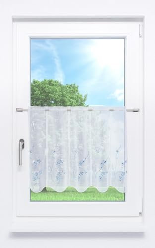 LYSEL Scheibengardine Blümchenranken (Bx H) 96cm * 50cm Blau/Himmelblau