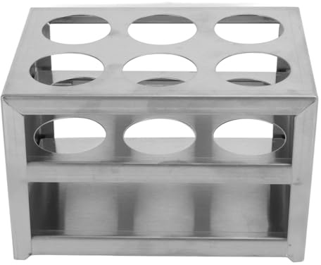 Restokki Reagenzglasständer 304 Edelstahl 6 Löcher 32mm Rohre | Robuster Ständer aus 304 Edelstahl mit 6 Aufnahmen. Geeignet für Reagenzgläser bis 32 mm Durchmesser im Labor