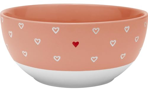 GRUSS & CO Schale mit Motiv Herz | Schale aus Steinzeug, farbig glasiert, mit Garvur und Spruch, 60 cl, Rosa | Frühstück, Müslischale, Geschenk Verliebte | 48954