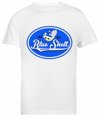 Générique Blue Shell Auto Parts T-Shirt Blanc À Manches Courtes pour Homme, Régulier
