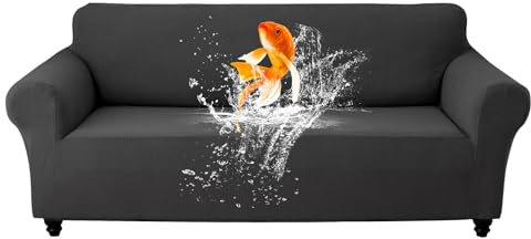 TOPCHANCES Sessel überzug Stretch,100% Wasserdicht Sesselschoner,Rutschfester Sofa-Sesselbezug mit Ananas-Karomuster Für Hunde Katzen Und Haustiere(Dunkelgrauer,3-Sitzer)