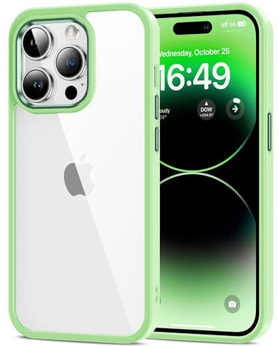 HOOMIL Funda para iPhone 14 Pro MAX, Anti-Amarillo Transparente, Carcasa Antigolpes - Verde