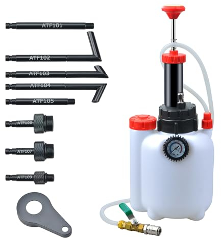 Zoomtools Getriebeflüssigkeitspumpe (3L), Ölfüllsystem Fluid Transfer Pump Tool mit 8 AluminiumlegierungsadapternGetriebeflüssigkeitsextraktor
