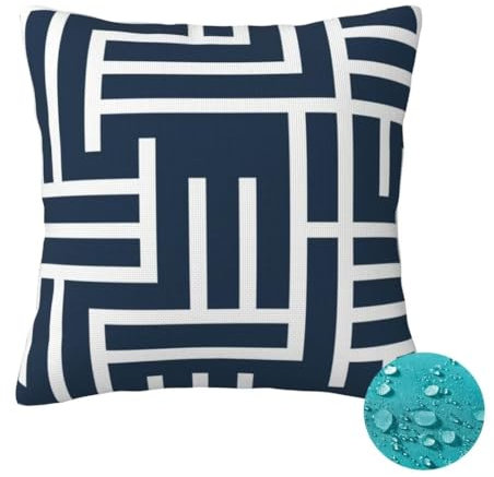 Outdoor Kissen Wetterfest 2 Stück Marineblau Kissenbezug 45x45cm, Sommer Gartenkissen Deko Outdoor Sitzkissen Wetterfest, Kissenbezüge Einfach Outdoorkissen, Balkon Terrasse Patio Garten Deko -OZ384