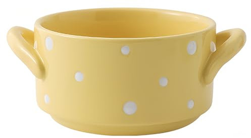 Dowbom Soup Bowl With Handle, 600ml Onion Soup Bowl, Microwave Bowl Oven Safe, (Yellow)