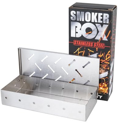 Scatola per affumicatore per griglia, scatola per affumicare in acciaio inox per tutte le griglie, accessori per barbecue resistenti funziona con trucioli di legno, scatola per affumicatori di carne