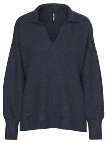 PIECES Damen Pcmalou Ls Polo Knit Noos Bc