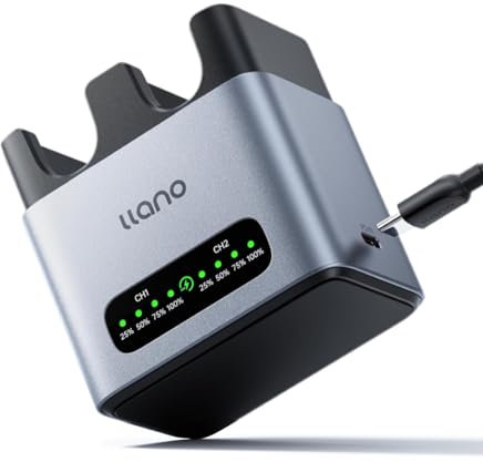llano 20W LP-E6P LP-E6NH Battery Charger: Fast Dual Slot for Canon Camera Batteries Canon EOS R5/R6/R7 Mark II, 5D/6D/7D Mark II/III/IV, 60D/70D/80D/90D, USB-C, LED, Durable CNC Aluminum