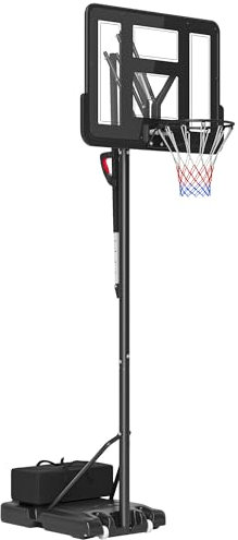 Panier de Basket SPORTNOW Outdoor, Hauteur de Panier réglable 230-305 cm, Support de Basket avec Panneau arrière incassable 110 x 75 cm avec Roues, Panier à Ressort, Poids pour Adultes