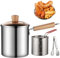 Friteuse 3L, Afenau 15CM Filtre Huile Friteuse avec Passoire et Couvercle, 304 Inox Poêle à Frire, Marmite à Friteuse avec Toutes les Plaques de Cuisson, Friteuse a Huile pour Frites, Tempura etc