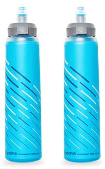 HydraPak Flasque UltraFlask Speed 500 ml, Lot de 2 - Flasque souple compressible pour vestes d'hydratation et sacs de trail avec bouchon facile à ouvrir (500 mL) - Bleu Malibu