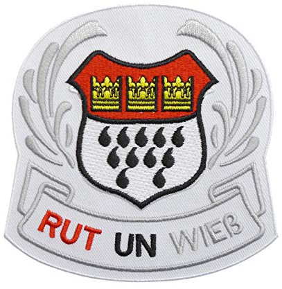 Aufnäher Bügelbild Köln Wappen Rut un Wieß 11x11 cm Applikation Karneval Kostüm