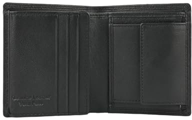 Police Portefeuille homme en cuir véritable, vertical avec boîte cadeau, Noir 80 Petit avec porte-monnaie