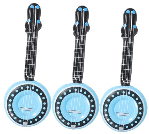 TOYANDONA 3Pcs Instrument De Musique Gonflable Trompette Gonflable Guitare Électrique Instruments Banjos Piscine Gonflable Jeux Éducatifs Gonflables PVC Bleu
