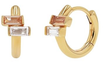 NOELANI Creolen 925 Sterling Silber Damen Ohrschmuck, mit Zirkonia synth., 1,2 cm, Apricot, Kommt in Schmuck Geschenk Box, 2039668