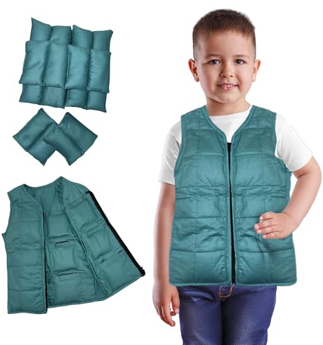 Playlearn Weighted Vest – Adjustable Sensory Compression Vest with 12 Pockets & Weights – Deep Pressure Comfort for ADHD, SPD, Autism – Secure Fit for Focus & Calm (Small Size)