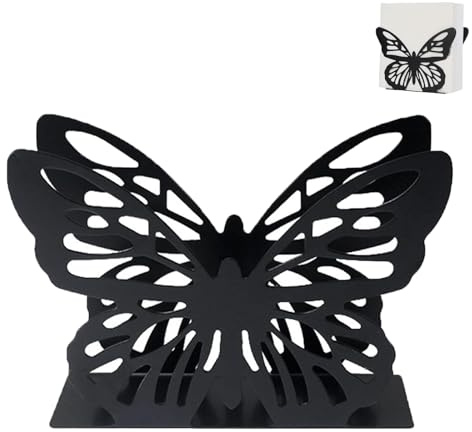 Serviettenhalter, Edelstahl Schmetterling Serviettenständer, Tischserviettenhalter, Heimdekoration Serviettenspender, Schmetterling Servietten Halterung zum Dekorieren, für Küche, Schwarz