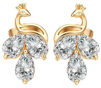 Tolldek 18K Gold 750 Ohrstecker Damen Echt Goldschmuck, Moissanit Phönix Ohrstecker Tropfenschliff, Gelbgold Au750 Frauen Ohrringe Echt Goldschmuck