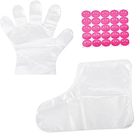 OSOLADY Fußmasken Zufälliger Stil Professionelle Peelinghandschuhe Satz aus Pe mit Handversorgung und Leckschutz Inklusive Fixieraufkleber für Salon und Hotel Anwendungen