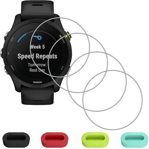 ZhuoFan Protector Pantalla para Garmin Fenix 7/Fenix 7 Sapphire Solar Cristal Templado + Tapones de Silicona Antipolvo [4+4 Piezas] Dureza 9H Reloj Screen Protectora Antiarañazos Sin Burbujas Vidrio