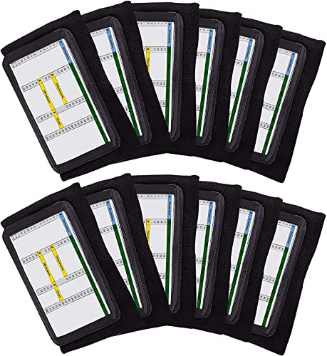 QB Wristband – Fußball Playbook Armband mit 3 Fächern, Schwarz, Erwachsene, 12 Stück