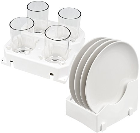 Froli Glashalter Camping 2er Set inkl. Tellerhalter, Kunststoff, beliebig erweiterbar, für Campinggeschirr