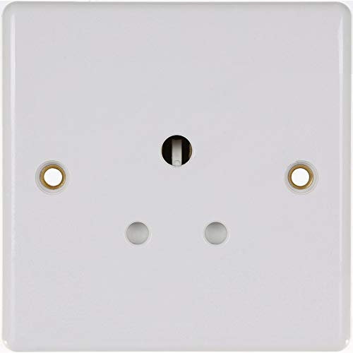 BG ELECTRICAL Nexus 829 / B&Q 829-BQ-HC(A) - 5A Round Pin 1 Gang Unswitched Socket - Slimline White Rounded - for Domestic Lighting
