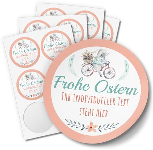 24 INDIVIDUELLE runde Etiketten für Ostern SELBER GESTALTEN: Personalisierte Aufkleber für Frohe Ostern, Geschenke, Ostereier, Hase, für Namen, Produkte, Gläser, basteln, Deko, Osternest, Ostergrüsse