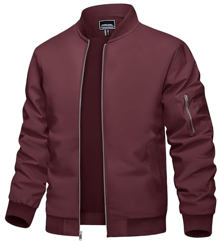 TACVASEN Men's Jacket-Lightweight Thin Sportwear Varsity Bomber Windbreaker Coat