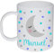 Kembilove Taza de Desayuno Infantil Personalizada – Tazas Plástico Personalizadas con el Nombre del Niño o Niña Vuelta al Cole – Diseño Luna y estrellas azul