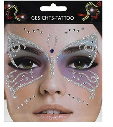 Gesichts-Tattoo - Glitzer Aufkleber Set Klebetattoos Temporäre Tattoos Party/Karneval/Halloween/Deko (Schmetterling)