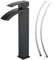 Leekayer Robinet de salle de bain Monocommande Peinture noire Finition Cascade Bec 1 trou Pont Mont Lavabo Élégant Grand Robinet, LK70531BZH