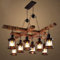 Vintage Pendellampe LED Pendelleuchte Aus Holz Rustikal Esstisch Hängeleuchte Retro Glas Hängelampe Lampenschirm E27 Höhenverstellbar Küche Kronleuchter Wohnzimmer Büro Bar Cafe Deckenleuchte,8xe27