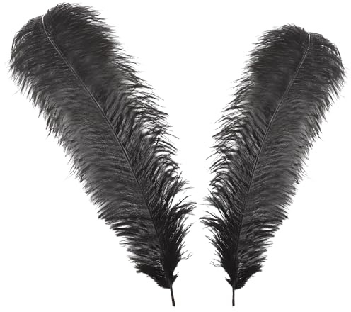 WedDecor Large Real Ostrich Feathers 50–60cm – Black Natural Plumes for Table Centerpieces, Dressmaking, Fashion Accessories, Hats, DIY Crafts & Wedding Decoration, 10pcs | 50-60cm Long Feather for Wedding Centerpieces, Home, Decorating Costumes, Embellishment, Art & Craft, Parties