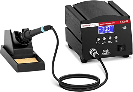 Stamos Soldering Station De Soudage Soudure Dessoudage Fer À Souder Numérique Professionnel S-LS-71 (Fer 150 W, Élément En Céramique, 150-450 °C, LCD, Antistatique ESD, Avec Support Et Éponge)
