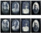 YBB 4 Stück Halloween bewegliche Bilderrahmen 3D wechselnde Gesicht Horror Portrait Gruselige Dekoration für Zuhause Halloween Party Schloss Spukhaus Dekor
