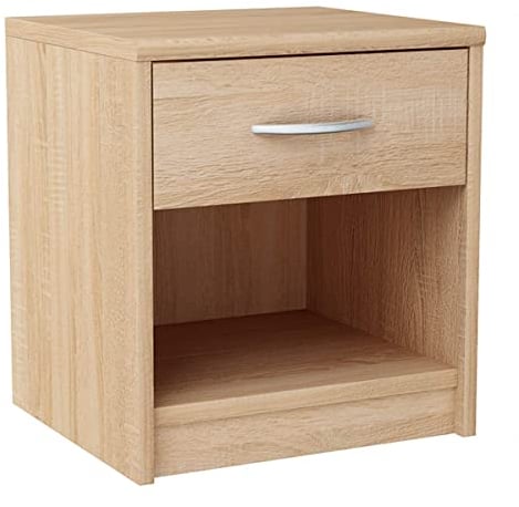 MATKAM Nachttisch 1S in klassischer Optik | H/B/T 45 x 38,8 x 35 cm, mit einem Schubladen und einem offenen Ablagefach| In verschiedenen Ausführungen erhältlich (Sonoma Eiche)