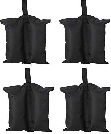 DUDNJC Baldachin-Zelt-Gewichtstasche, 4 Stück, robuster Sandsack, Pop-Up-Gewichte für Zelt, Pavillon, Überdachung, Outdoor, Hinterhof, Sonnenschutz, Regenschirm, Poolleiter (ohne Sand), schwarz