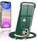 Wirvyuer Coque avec Cordon pour iPhone 11, Ultra Mince Silicone Souple Étui en Motif Coeur avec Chaîne Collier Réglable Téléphone Portable Lanyard Case iPhone 11 Vert