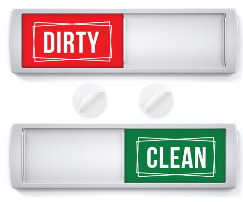 Clean Dirty Dishwasher Sign Magnet - Dishwasher In Use - Ideal Dishwasher Magnet Clean Dirty Sign for Home or Office - Nice Decor - Strong Adhesives Included for Non-Magnetic Surface