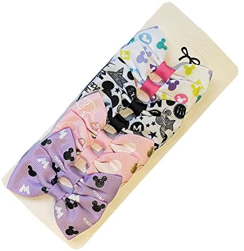Minnie Mouse Hair Bows Clips Slides Grips 2.7 inch Small In Pairs Girls Pretty Hairbows 8pcs