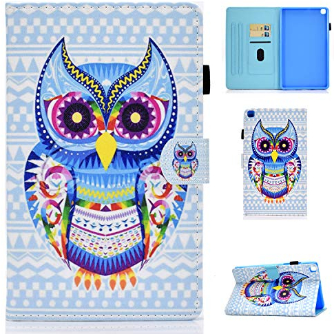 CASAFUNY Hülle für Samsung Galaxy Tab A8 2022/2021 PU Leder Schutzhülle Cover mit Standfunktion Wallet Cover Case für Samsung Galaxy Tab A8 10.5 (SM-X200/X205/X207) Tablet, Bunte Eule
