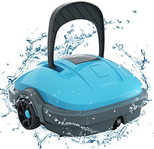 WYBOT Poolroboter, Poolsauger Akku mit Dual-Motor, Selbstparken, Starke Saugkraft, Automatische Poolreiniger für Aufstell-/Einbauschwimmbecken bis 50m² Blau