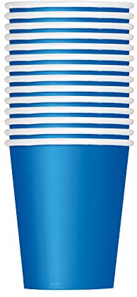 Trimming Shop Premium Disposable Paper Cups, 9oz (266ml) Royal Blue Party Cups Disposable Party Tableware for Indoor, Outdoor Dining, Birthday, Wedding, BBQ, Garden Party, 14pcs