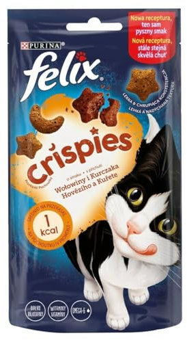 NESTLE POLSKA Delicia Felix Trockenfutter für Katzen, 45 g, Crispies Wołowina, Kura/8