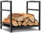 GOPLUS Brennholzregal für Innen Außenbereich, Feuerholzständer Kaminholzhalter, Kaminholzregal Kaminholzhalter Feuerholzregal Kaminholzständer Brennholz Holzhalter Zubehör für Holzöfen, schwarz